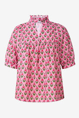 Womens Pink Floral Babydoll Blouse | CicyBell