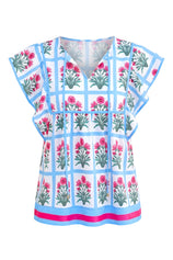 Womens Pink Floral Peplum Babydoll Tops  | CicyBell