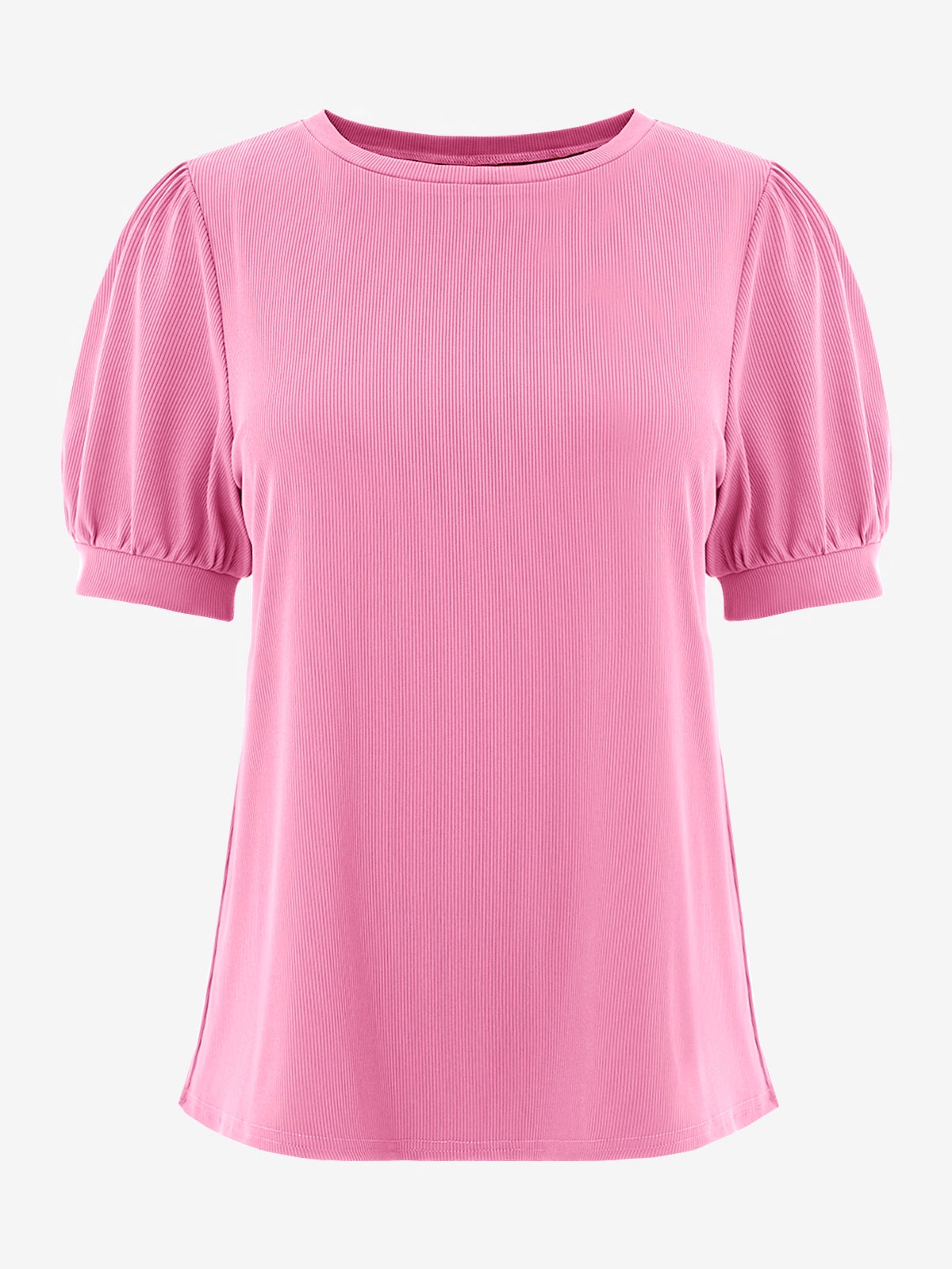 Womens Pink Short Puff Sleeve Blouses | CicyBell
