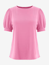 Womens Pink Short Puff Sleeve Blouses | CicyBell