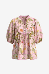 Womens Pink Floral Babydoll Blouse | CicyBell