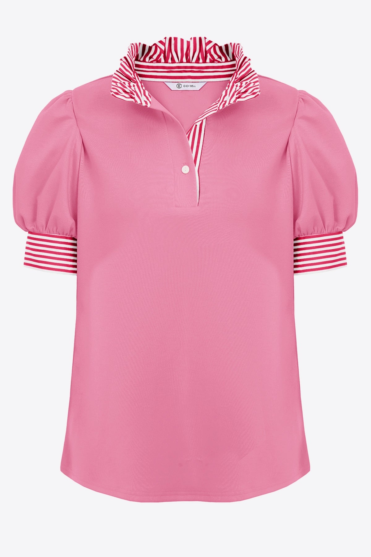 Womens Pink Summer Puff Sleeve Blouses | CicyBell