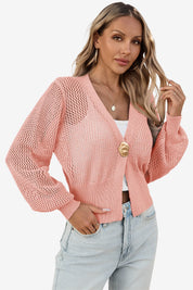 Cicy Bell Womens Pink Cropped Crochet Cardigans
