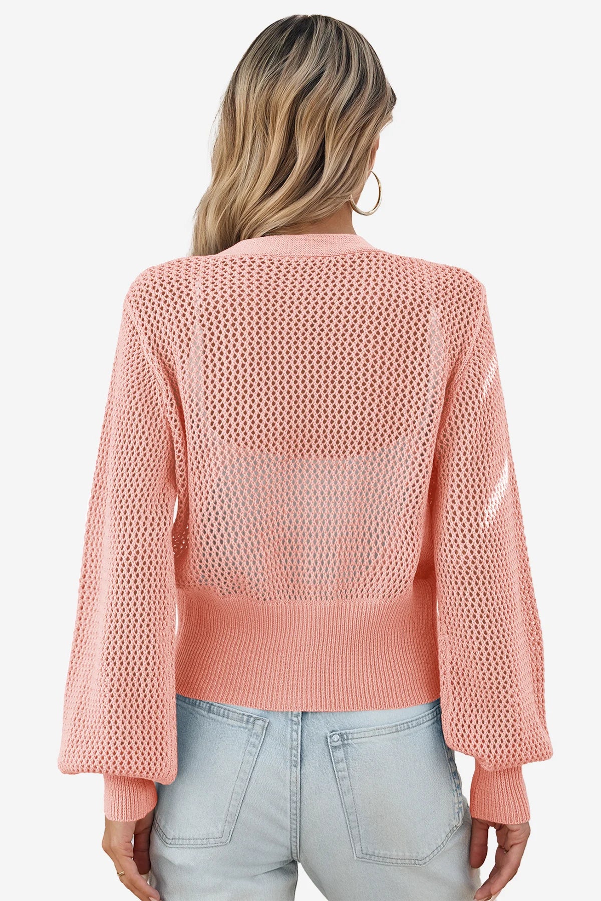 Cicy Bell Womens Pink Cropped Crochet Cardigans