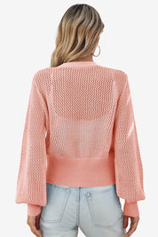 Cicy Bell Womens Pink Cropped Crochet Cardigans