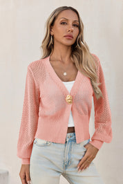 Cicy Bell Womens Pink Cropped Crochet Cardigans