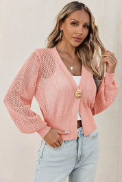 Cicy Bell Womens Pink Cropped Crochet Cardigans