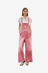 Cicy Bell Womens Pink Denim Bib Overalls