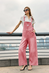 Cicy Bell Womens Pink Denim Bib Overalls
