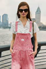 Cicy Bell Womens Pink Denim Bib Overalls