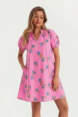 Womens Pink Puff Sleeve Mini Dresses | CicyBell