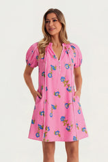 Womens Pink Puff Sleeve Mini Dresses | CicyBell