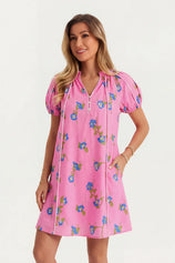 Womens Pink Puff Sleeve Mini Dresses | CicyBell