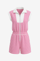 Womens Pink Summer Striped Rompers | CicyBell