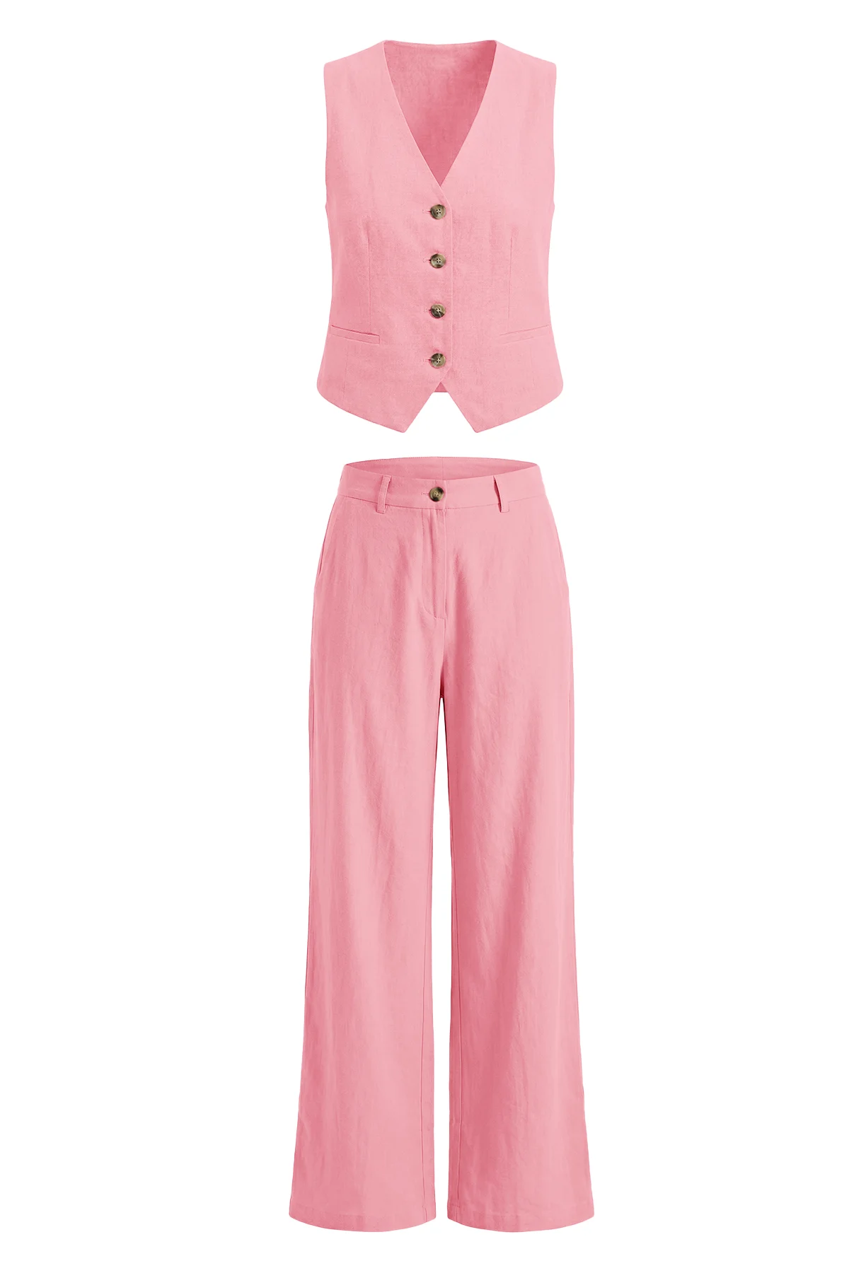 Womens Pink V Neck 2 Piece Outfits | CicyBell