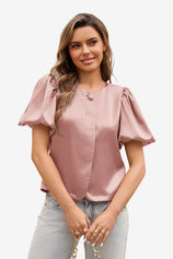 Womens Pink Silk Satin Button Down Shirts | CicyBell