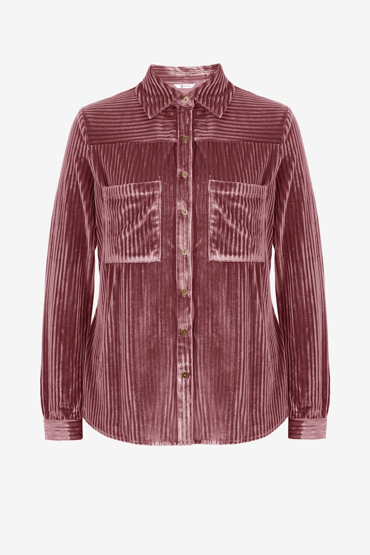 Womens Pink Velvet Button Down Shirt | CicyBell