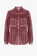 Womens Pink Velvet Button Down Shirt | CicyBell