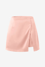 Womens Pink Satin Mini Skirt | CicyBell