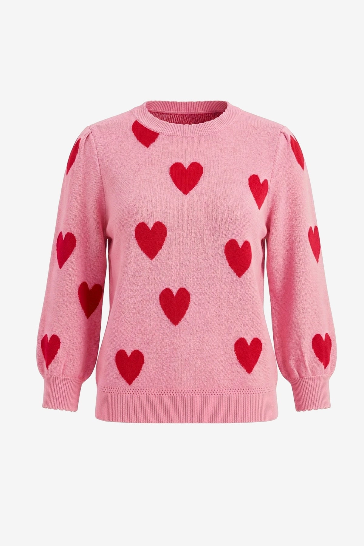 Womens Pink 3/4 Puff Sleeve Sweater | CicyBell