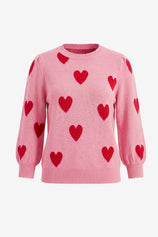 Womens Pink 3/4 Puff Sleeve Sweater | CicyBell