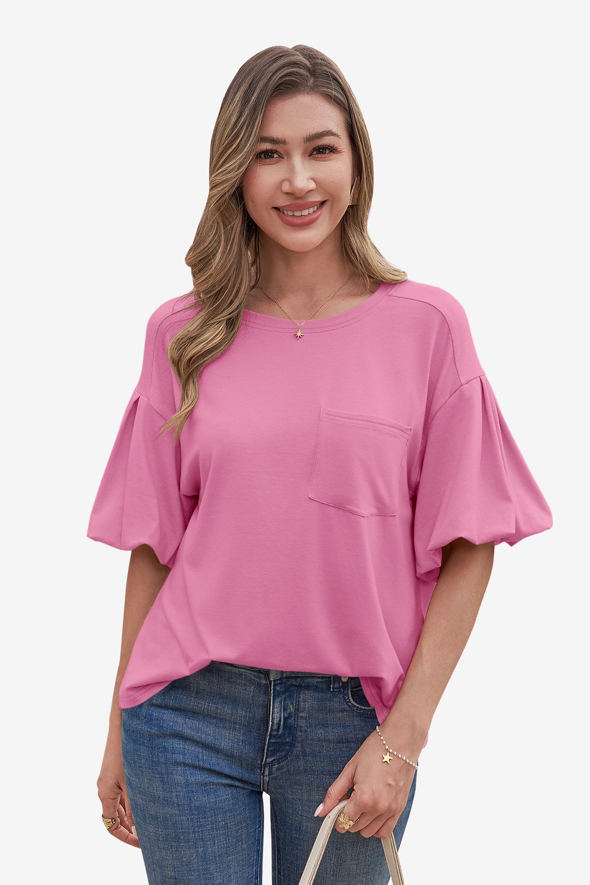 Womens Pink Puff Short Sleeve T-Shirts| CicyBell