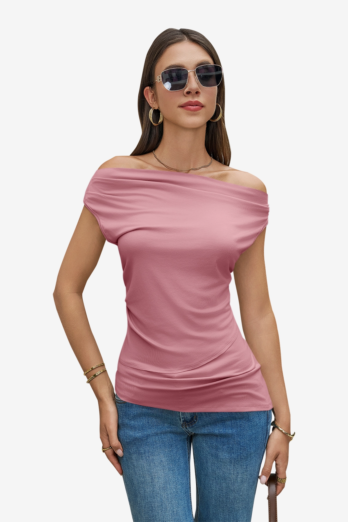 Womens Pink Cowl Neck Tank Tops | CicyBell
