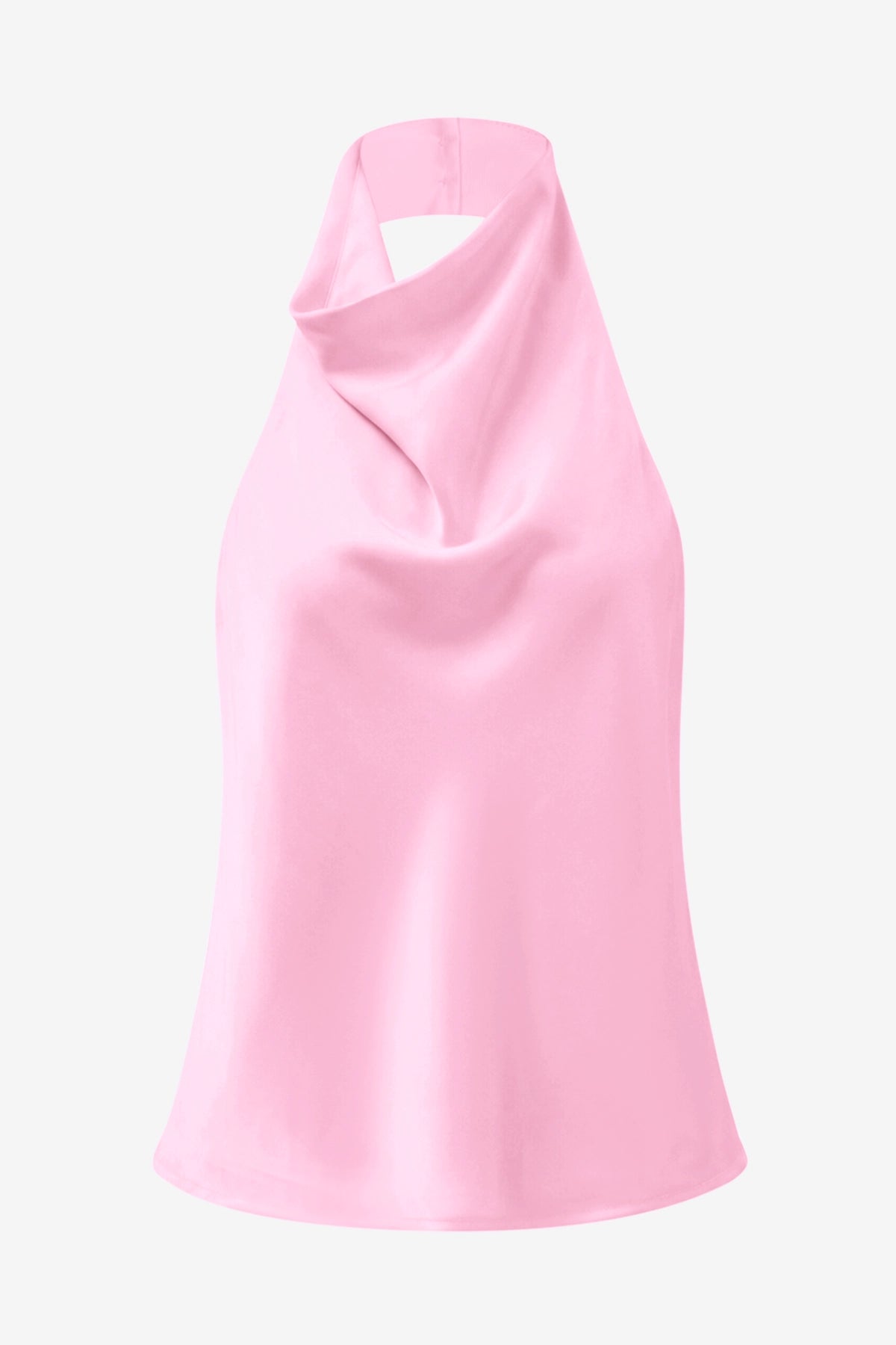 Women Pink Summer Satin Halter Tank Tops | CicyBell