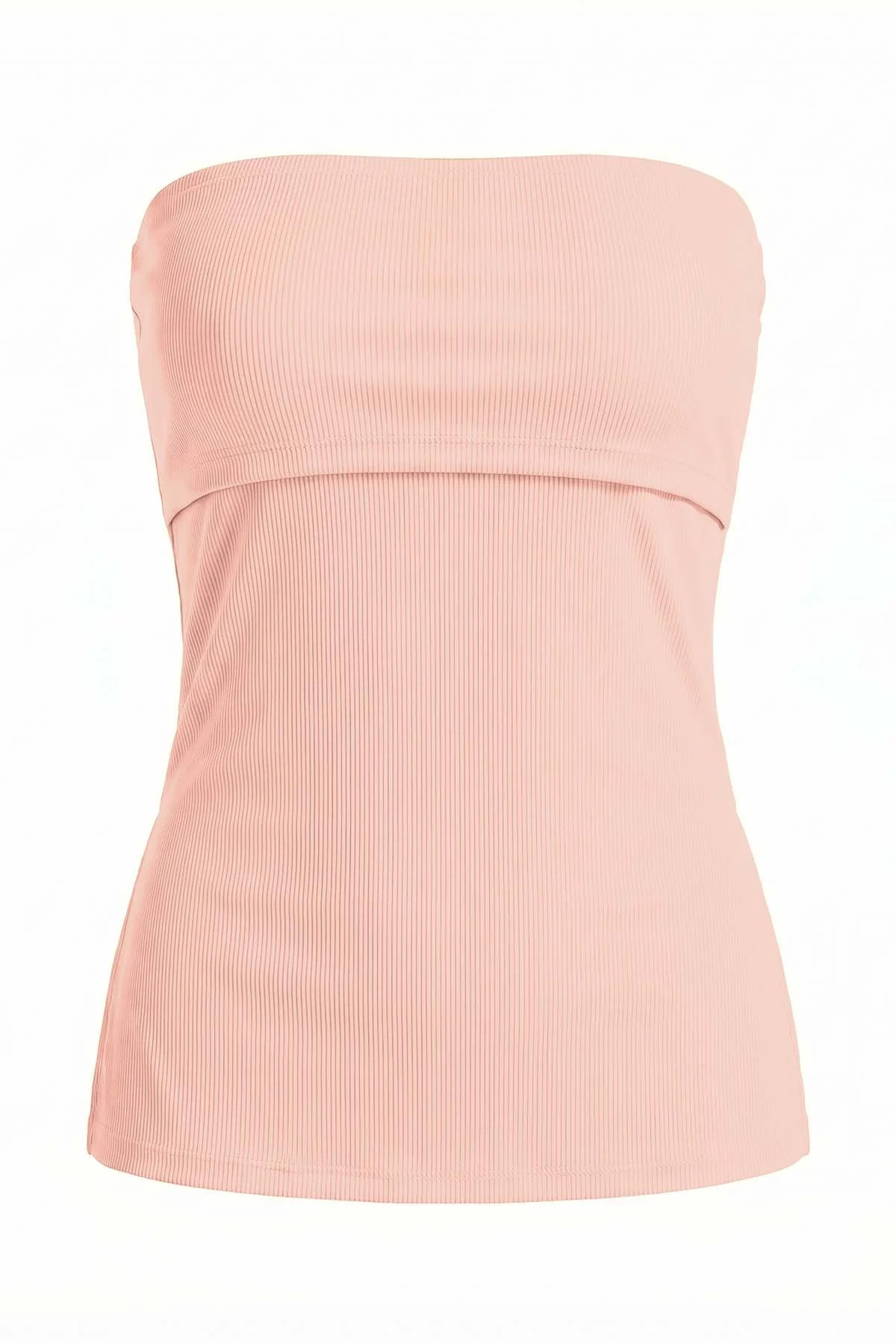 Womens Pink Strapless Tube Y2K Tops | CicyBell