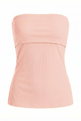 Womens Pink Strapless Tube Y2K Tops | CicyBell