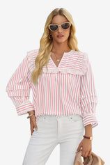 Womens Pink Striped Babydoll Tops | CicyBell