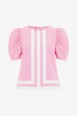 Womens Pink Summer Puff Sleeve Blouses  | CicyBell