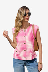 Womens Pink Summer Striped Vest | CicyBell