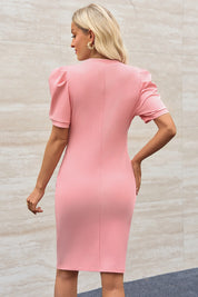Cicy Bell Womens Pink Puff Sleeve Bodycon Work Dresses