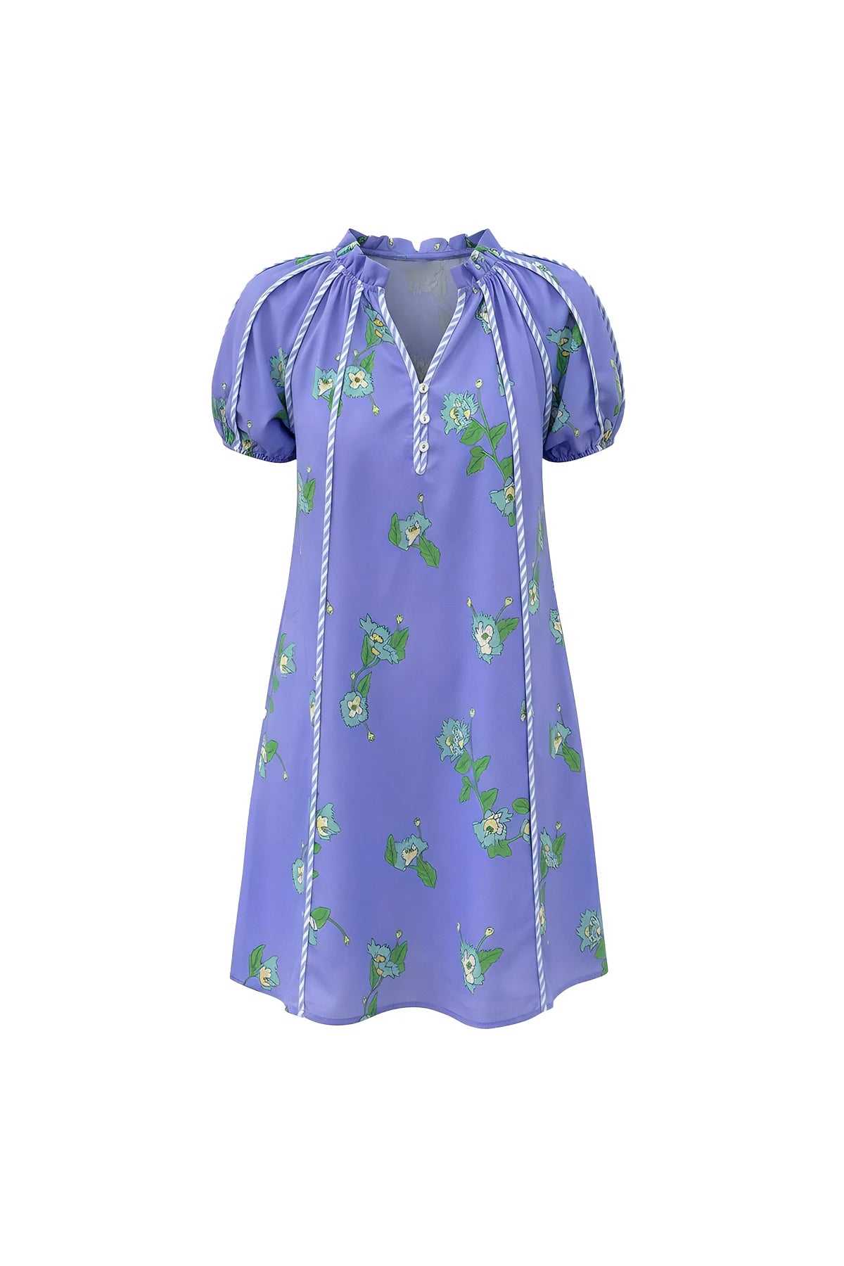 Womens Purple Puff Sleeve Mini Dresses | CicyBell