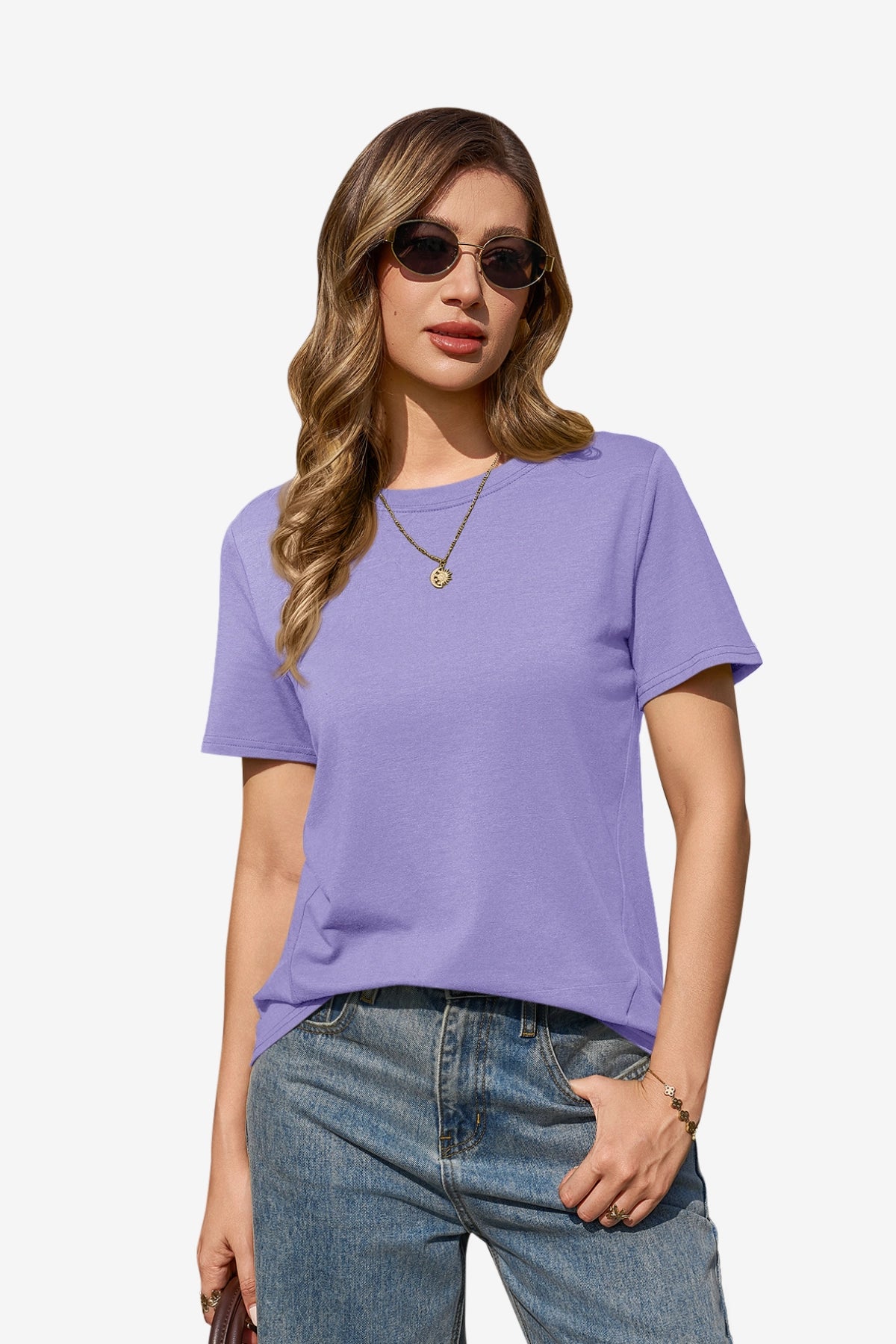 Womens Purple Summer Short Sleeve T-Shirts| CicyBell