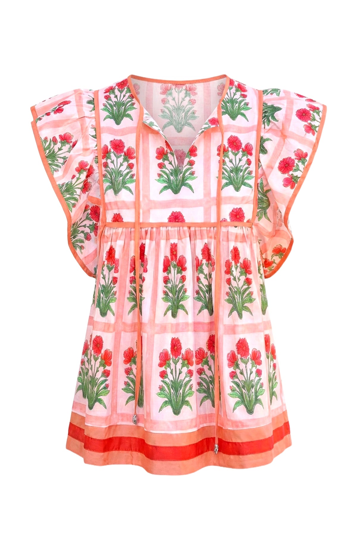 Womens Red Floral Peplum Babydoll Tops  | CicyBell