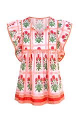 Womens Red Floral Peplum Babydoll Tops  | CicyBell