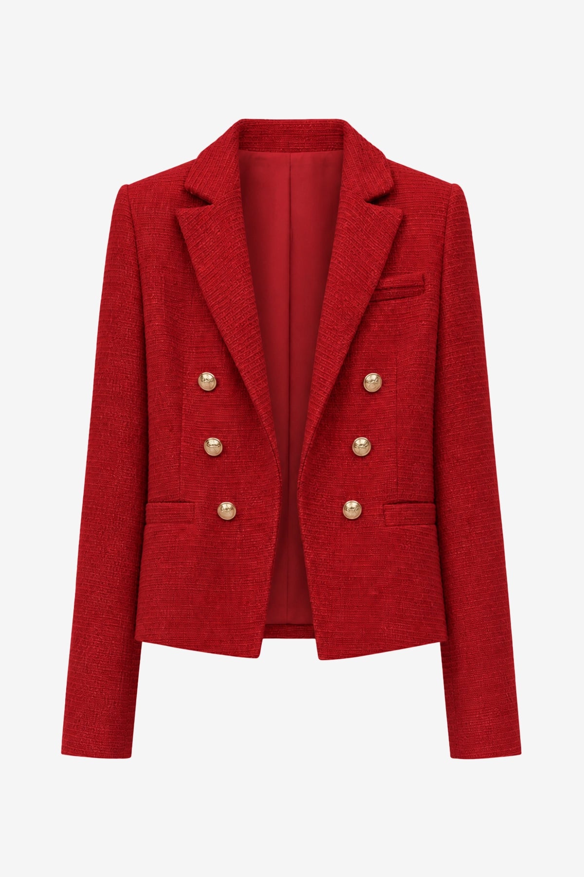 Tailored Red Tweed Cropped Blazer Structured Fit | CicyBell