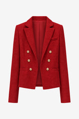 Tailored Red Tweed Cropped Blazer Structured Fit | CicyBell