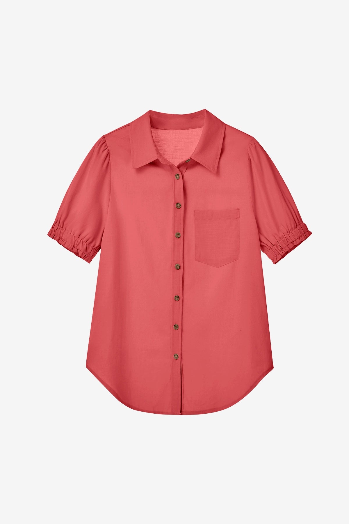 Womens Red Puff Short Sleeve Shirts | CicyBell