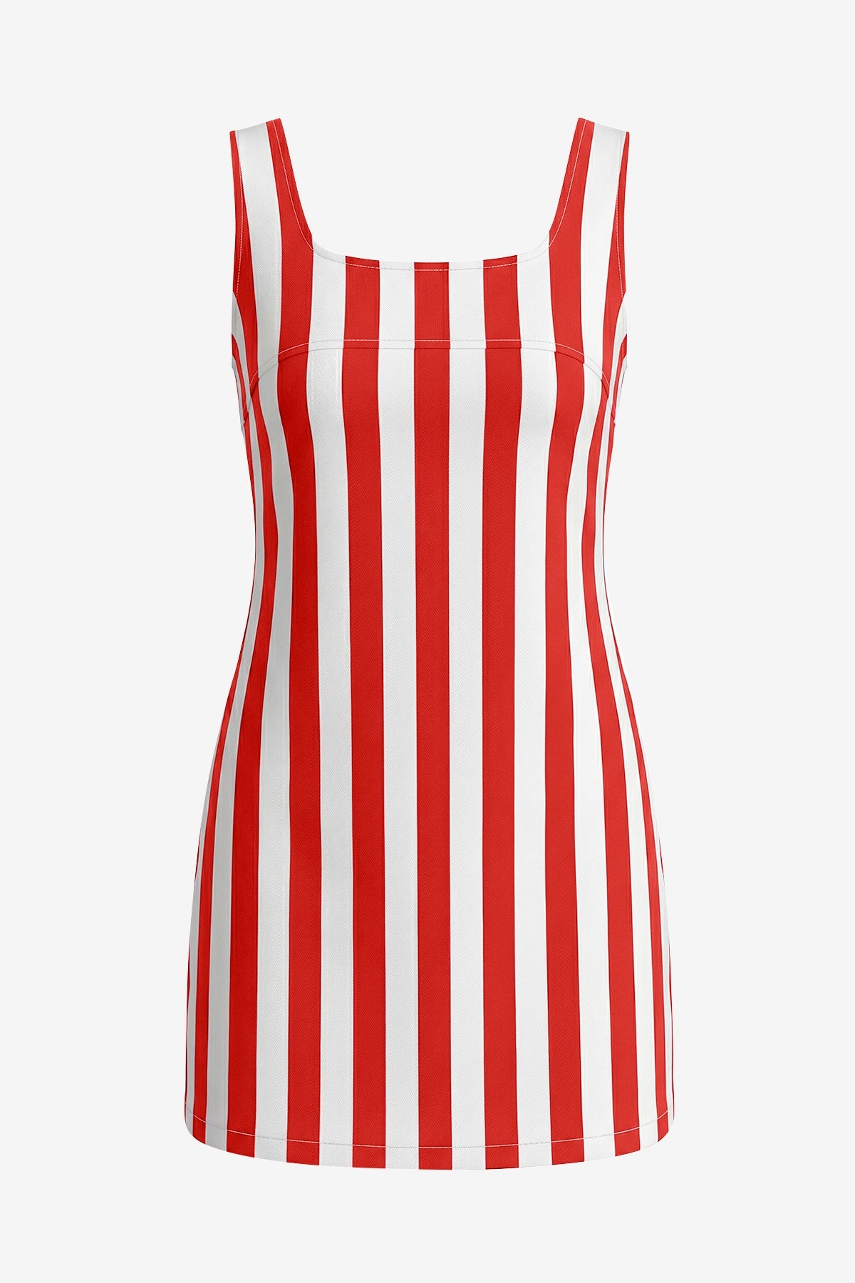 Womens Red Striped Denim Mini Dresses