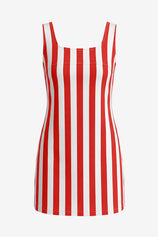 Womens Red Striped Denim Mini Dresses | CicyBell