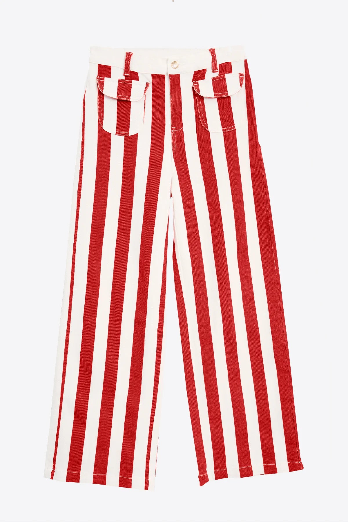 Womens Red Striped Wide Leg Jeans | CicyBell