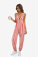 Womens Red Sexy Halter Jumpsuits | CicyBell