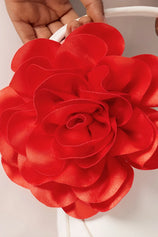 Womens Red Satin Rose Brooch Pin | CicyBell