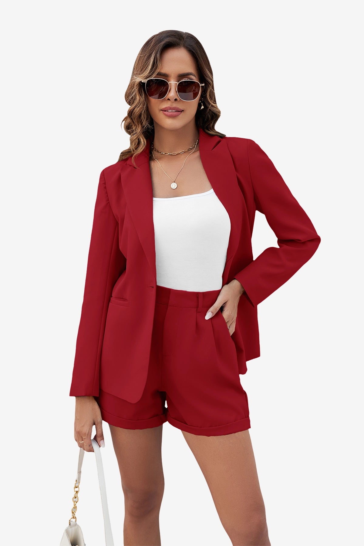 Womens Red Blazer Matching Shorts Sets | CicyBell