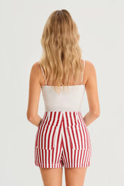 Womens Red Summer Striped Shorts | CicyBell