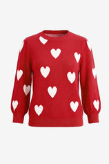Womens Red 3/4 Puff Sleeve Sweater | CicyBell