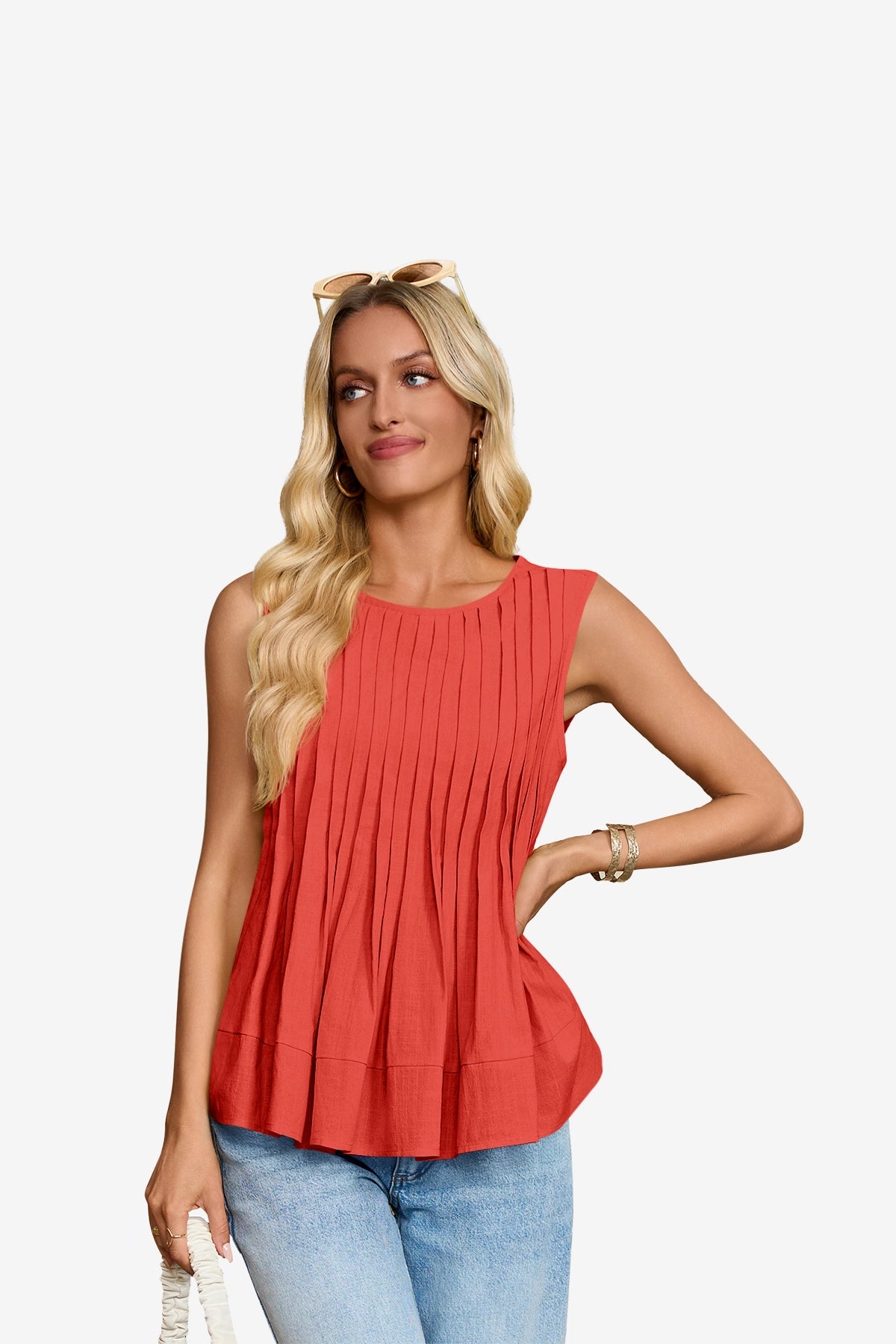 Womens Red Peplum Casual Babydoll Tops | CicyBell